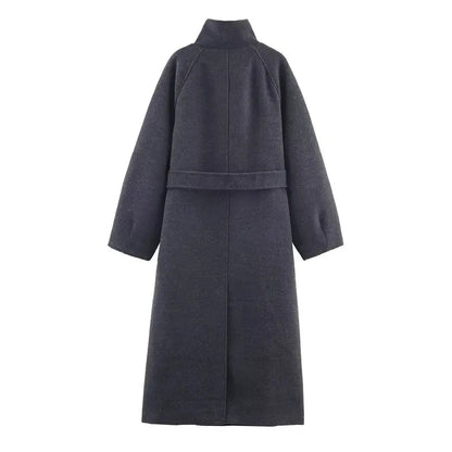 Ariana High Collar Long Belted Coat