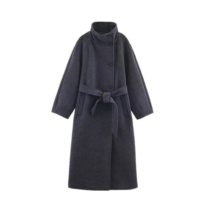 Ariana High Collar Long Belted Coat