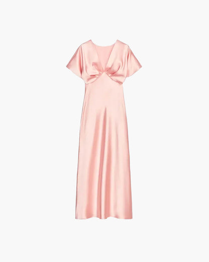 Janna V Neck Satin Midi Dress