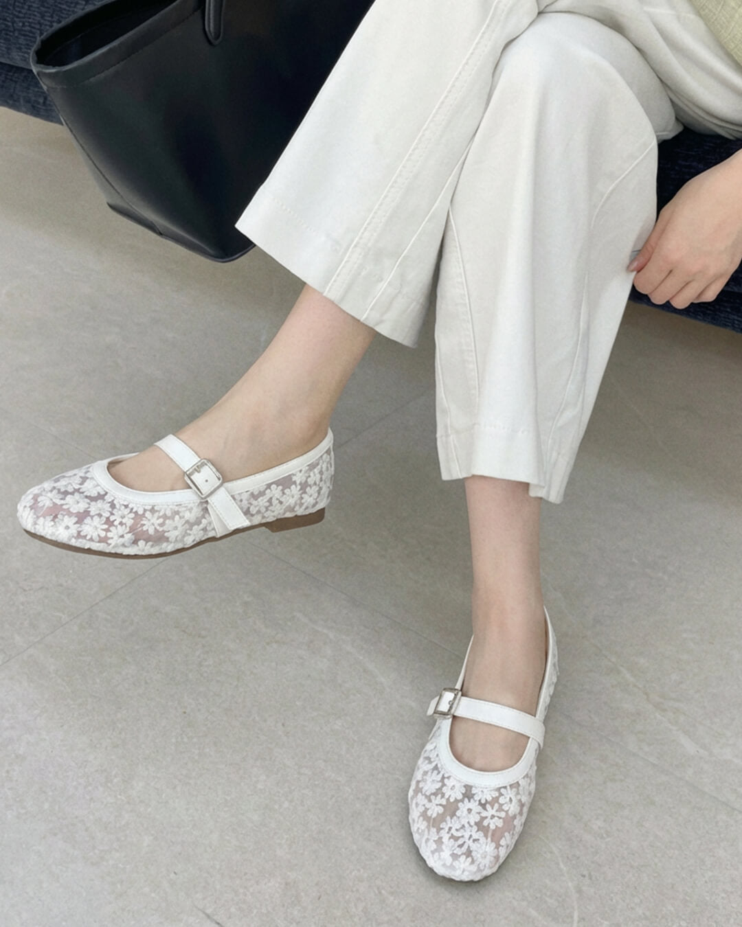 Helen Mesh Mary Jane Ballet Flats