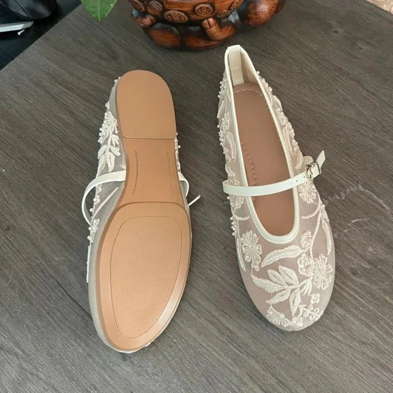 Sarah Beaded Mesh Ballet Flats